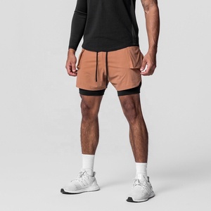 Short de sport 2 en 1 en polyester à séchage rapide avec logo personnalisé Short de sport pour homme pour la course à pied, le fitness et l'entraînement - Product Image 2