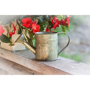 Regadera de estaño galvanizada gris antiguo, decoración del hogar de Metal para jardineras rústicas y fabricación artesanal - Product Image 4