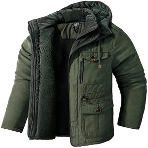 Nouveaux hommes personnalisés hiver épais chaud polaire col montant Parka hommes affaires vêtements d'extérieur décontracté couleur unie veste - Product Image 1