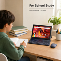Tablette Android 2 en 1 de 10,1 pouces avec clavier, Android 14, processeur octa-core, 4 Go de RAM, 32 Go de ROM, double SIM, Wi-Fi, pour les enfants, l'école et les études