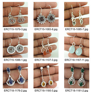 925 argent Sterling naturel vert Onyx pierre précieuse fleur conception boucles d'oreilles bohème bijoux faits à la main en gros prix usine - Product Image 4