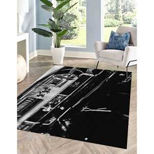 Alfombra Cadillac en Blanco y Negro: Decoración de Auto Antiguo, con Pelo Suave - Product Image 3