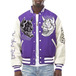 Chaqueta universitaria de estilo retro para hombre, parche bordado de chenilla y puños acanalados, diseñada para la moda callejera y salidas informales - Product Image 6