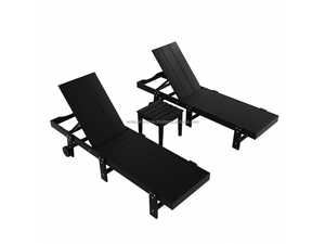 Chaise longue pliante en bois massif moderne noire ARDENA ASL-056 pour une utilisation en extérieur au bord de la piscine et dans les villas d'hôtel - Product Image 6