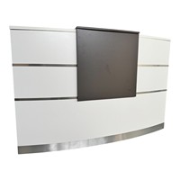 Comptoir de réception en bois blanc VALENCE 120 cm x 105 cm de hauteur, 60 kg, durable, pour bureaux, salons, cabinets d'avocats, cabinets médicaux, gymnases