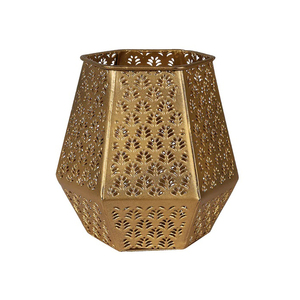 Portavelas decorativo de Metal de hierro verde azulado para boda, votivo en forma de hexágono de color dorado, decoración del hogar, decoración de oficina - Product Image 1