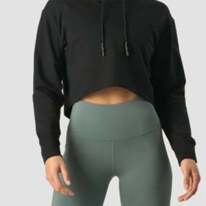 Top recortado suave con capucha para mujer, perfecto para relajarse en casa o hacer recados, transpirable y acogedor - Product Image 6