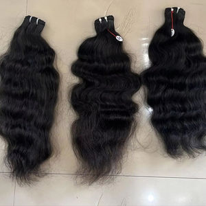 Extensiones de trama de cabello humano de templo crudo de estilo recto Remy indio Premium económico directo de fábrica procesado blanqueado - Product Image 1