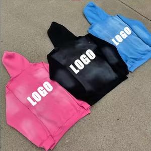 Sudaderas con capucha personalizadas al por mayor, chándales con cremallera, pantalones cortos para correr y sudadera, conjunto recortado de sudadera desteñida al sol, Conjunto de sudadera de lavado para hombres - Product Image 4