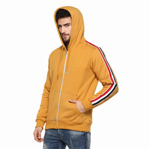 Sweat à capuche zippé vintage en détresse avec finition lavée et détails sur les bords bruts pour hommes logo personnalisé disponible en vrac - Product Image 3