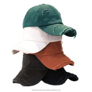New Trend High Quality 6 Panel Unisex Unstructured Distressed Baseball <b>Caps</b> Adjustable Size Premium Cotton Dad Hats - Product Image 1
