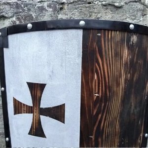 Bouclier médiéval en bois Viking Bouclier des Templiers Meilleur bouclier en bois Armure Guerrier Bois Calvin Artisanat - Product Image 2
