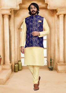 Maruti-Ensemble Kurta Payjama en soie pour hommes, veste Modi pour mariage, vêtements indiens et pakistanais, vente en gros prêts à l'exportation - Product Image 4