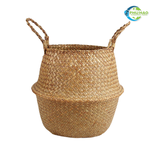 CESTA DE ALMACENAMIENTO DE JACINTO DE AGUA DE Bambú Ratán de algas marinas respetuosa con el medio ambiente con forro de algodón extraíble Almacenamiento y decoración Uso diario - Product Image 2