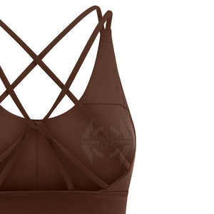 Hecho en Pakistán Mujeres Sujetador deportivo transpirable ecológico de alto soporte Spandex/Nylon Logo frontal Ropa activa - Product Image 6