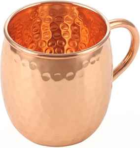Mule Mug en cuivre New Leaf Embossed Design Brillant Poli Coupe en cuivre avec poignée pour usage domestique - Product Image 2