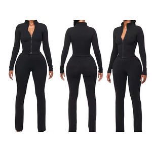 Ensemble de vêtements de sport pour femmes en deux pièces, vêtements de yoga pour la salle de sport, ensemble de sport à manches longues, sweat-shirt de yoga - Product Image 3