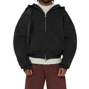 OEM personalizado de alta calidad Zip up Hoodie Unisex Boxy cremallera espacios en blanco 100% algodón de peso pesado polar recortado Zip up Hoodie para hombres - Product Image 5