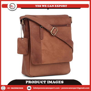 Sac Messager à Double Poche en Cuir Véritable Vintage Bohème Unisexe Logo Personnalisable à la Mode pour Quotidien - Product Image 4