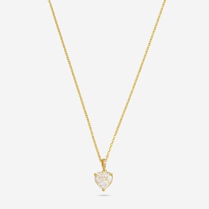 Collar de Plata 92.5 188385 con Forma de Corazón en Oro Blanco, Joyería Religiosa con Diamantes y Perlas, Chapado en Rodio, Ideal para Regalo de Boda - Product Image 1
