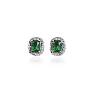 Boucles d'oreilles clous pour femme en argent 925 avec zircon cubique, style émeraude, religieuses, en rhodium, titane, cuivre, laiton, perle, diamant, cuivre - Product Image 3
