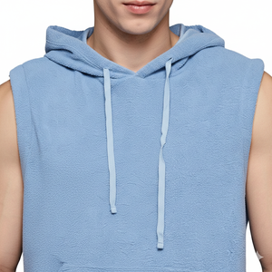 Sweat à capuche sans manches en polaire 100% coton sur mesure, veste de sport de fitness d'hiver avec impression numérique pour hommes - Product Image 3