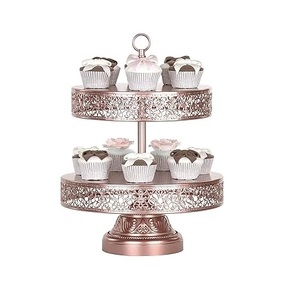 แท่นวางเค้กโลหะทรงกลมสำหรับบนโต๊ะอาหารในโรงแรมจานสำหรับตกแต่งเค้กหรูหราดีไซน์ใหม่ - Product Image 5