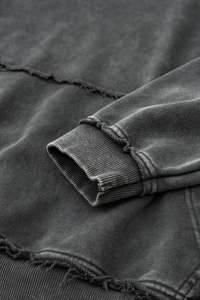 Nuevas sudaderas con capucha de lavado ácido para mujer, Sudadera con capucha de manga larga de algodón 100% de peso pesado de gran tamaño con hombros Caídos para ropa informal - Product Image 4