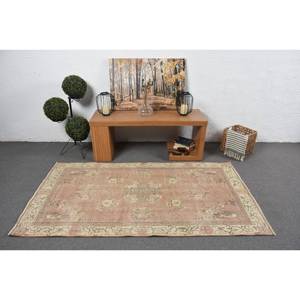 พรมตุรกีพื้นที่ขนาดใหญ่แนววินเทจขนาด3.7x6.6ฟุตคลาสสิกทรงสี่เหลี่ยมผืนผ้าดีไซน์แบบแอบสแตรกต์พรมยางขนแกะสีชมพูเบจสำหรับห้อง - Product Image 3