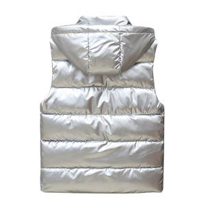 Argent brillant hiver solide extérieur hommes matelassé bouffant vers le bas Gilet gilet Streetwear chaud bouffant gilet pour hommes - Product Image 2