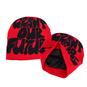 Fábrica personalizada con logotipo All Over Print diseñador acrílico Unisex Jacquard estilo gráfico Jacquard satén forrado Beanie sombreros - Product Image 4