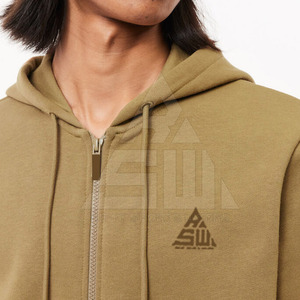 Sudadera con capucha y cremallera para hombre, mezcla de poliéster y algodón, informal, ecológica, transpirable, teñido liso, servicio OEM - Product Image 2