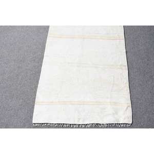Tapis moderne en laine blanche de 1.9x10,4 pieds, tissage plat turc, patchwork, support en latex pour décor de salon, utilisation au lit - Product Image 4