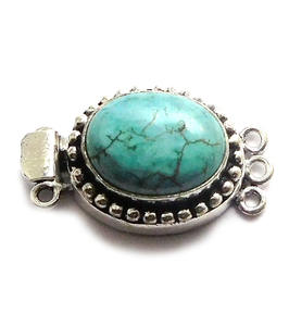 Cierre de fabricación de joyas de piedras preciosas turquesas caja ovalada de 1-3 hebras Starling antiguo 26X15X10MM chapado en oro de 18 quilates B693 - Product Image 4