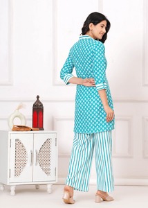 Ensemble de pantalons kurti en coton de qualité supérieure indien traditionnel prêt à l'emploi de qualité supérieure pour femmes - Product Image 5
