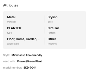 Nuevo Juego de 3 Macetas Metálicas de Diferentes Tamaños para Interiores y Exteriores, Macetas Grandes para Flores, Venta al Por Mayor - Product Image 2