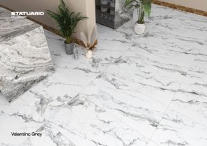 Statuario Blanco 600x1200mm Porcelana Europea Premium Acabado en mármol brillante Acentos vitrificados para villas de pared de piso interior - Product Image 4