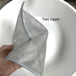 Paño de Limpieza de Doble Capa de Alambre de Acero, Paños Multiusos para Lavar Platos de Cocina, Paños de Limpieza Resistentes para Fregar en Seco y Húmedo - Product Image 3