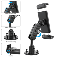 Support de tablette en aluminium réglable avec base de fixation pour tableau de bord de camion ou bateau, compatible avec iPad et téléphones, design universel