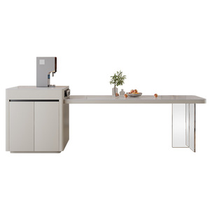 Table de salle à manger îlot en marbre antique de luxe, chariot de cuisine multifonctionnel rétractable, fabriqué en Chine - Product Image 1