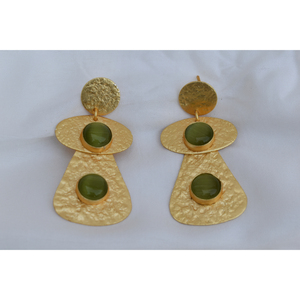 Trending Beautiful fashion handmade golden matte finishing stone <b>hoop</b> stud earing <b>for</b> girls and women - Product Image 5