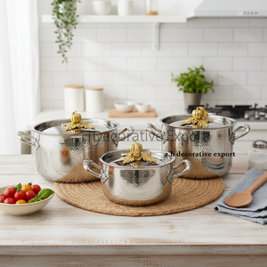 Heavy Duty Stainless Steel Cookware <b>Set</b> Europe Eco-Friendly Gold Pumpkin Lid Knob Food Grade Casserole Saut <b>Pan</b> Pots <b>Set</b> - Product Image 1