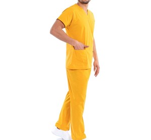Durable Men's <b>Scrub</b> <b>Set</b> Short Sleeve Stand Collar with Anti-Wrinkle Feature Reasonable Price Hospital Uniforms - Product Image 3