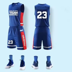 Vêtements de sport d'équipe personnalisés pour hommes, maillots d'entraînement de basket-ball en polyester respirant, grande taille, vente en gros - Product Image 2