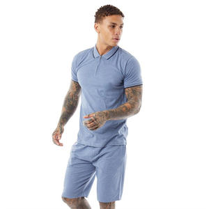 Conjuntos de chándal de talla estadounidense con logotipo personalizado, traje de chándal de manga corta de Color sólido, ropa de playa, ropa de dos piezas, conjuntos cortos para hombre - Product Image 1