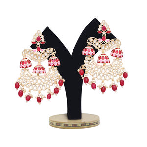 Pendientes Kundan, Pendientes Chandbali Kundan, Pendientes Pearl Delights, Pendientes tradicionales, Ropa de fiesta, Regalo de pendientes para mujeres. - Product Image 1