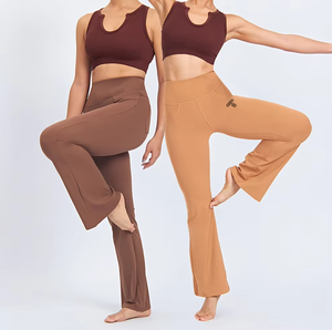 Legging évasé taille haute respirant pour femme, pantalon de yoga amincissant pour le ventre avec poche, nouvel arrivage - Product Image 1