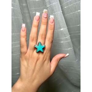 Larson Chee Kingman <b>Ring</b> <b>Adjustable</b> Turquoise Sterling Silver Rose Gold Plating Fashionable Bezel Setting Trendy Perfect Gift - Product Image 5