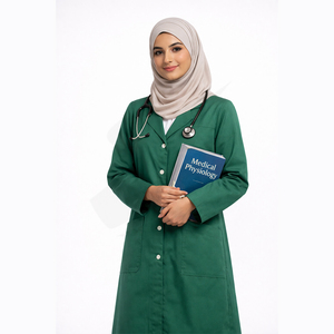 Blouse de laboratoire médicale verte personnalisée pour médecins et infirmières, en polycoton, manches longues, vêtements de travail médicaux - Product Image 6