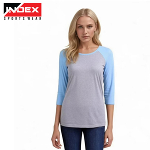 Camiseta Deportiva INDEX para Mujer, con Bloques de Color, Manga Raglán, Cuello Redondo, Tejido Jersey Informal, 100% Algodón - Product Image 3